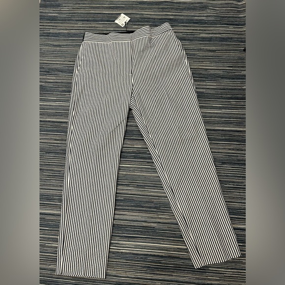 🆕Zara Women's Seersucker Pants Size XL Blue White Stretch Stripe - Picture 2 of 7